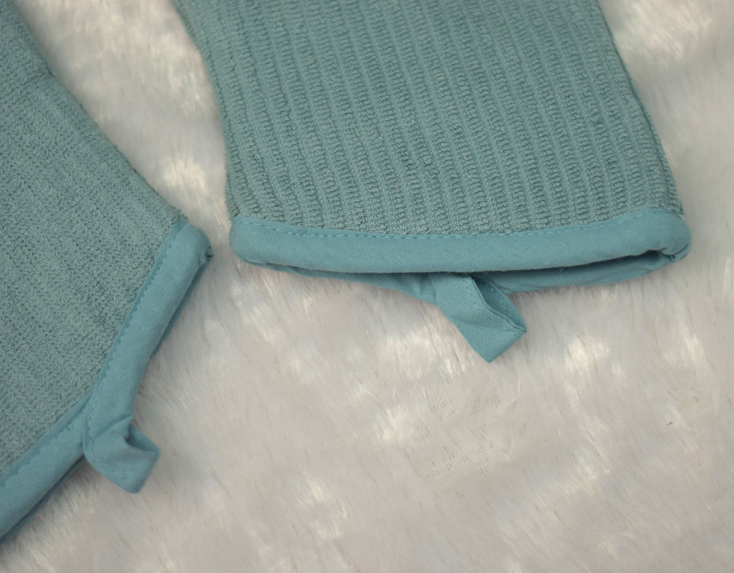 Soft Cotton Heat-Resistant Oven Gloves – Sky Blue (Set of 2)