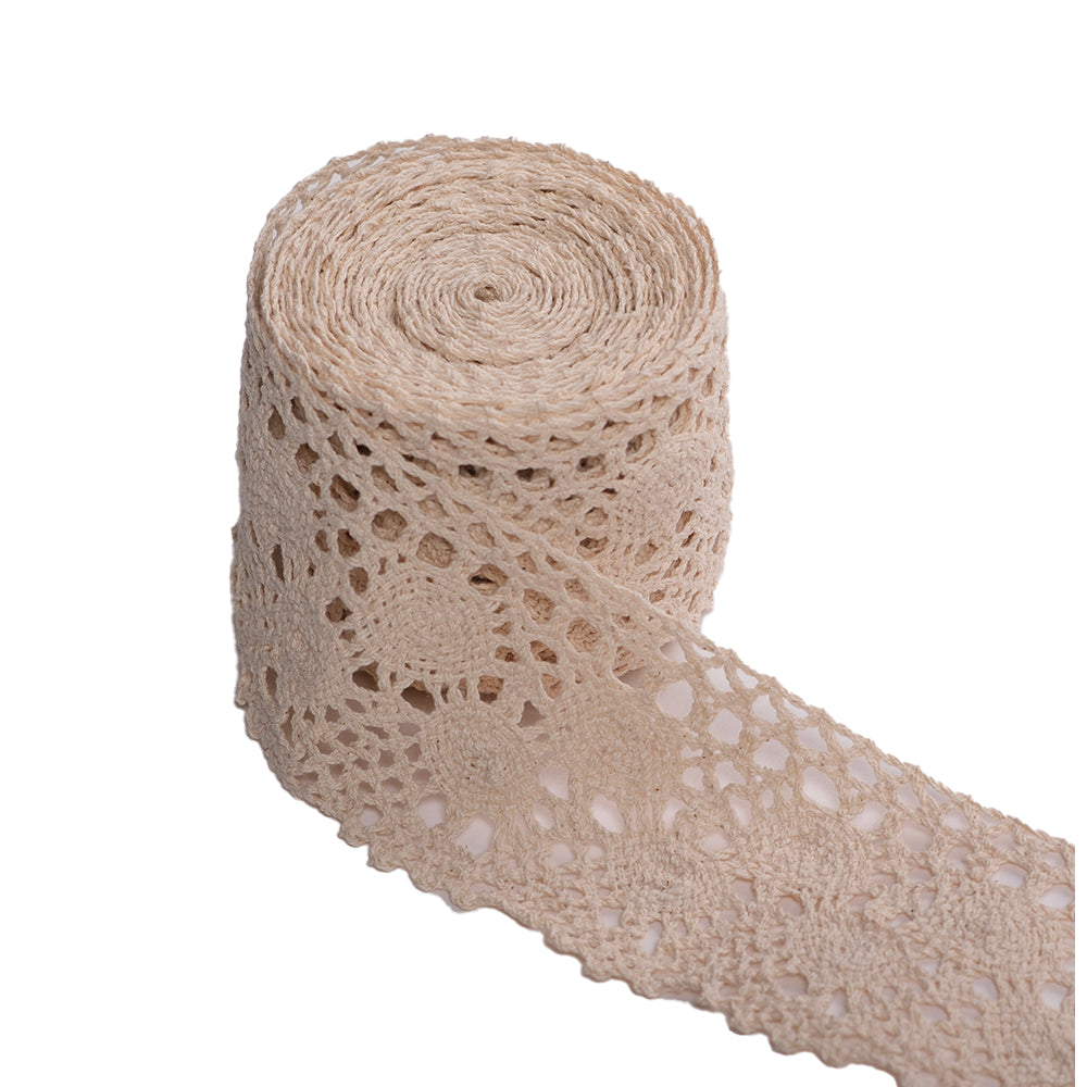Beige Crochet Lace Roll – Vintage Craft & Decoration Trim