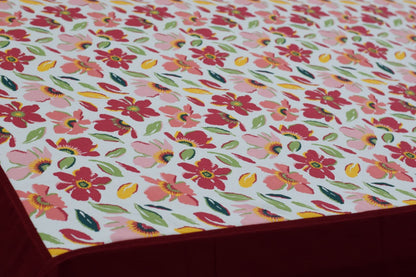 Elegant Floral Print King Size Bed Spread with Matching Pillow Covers