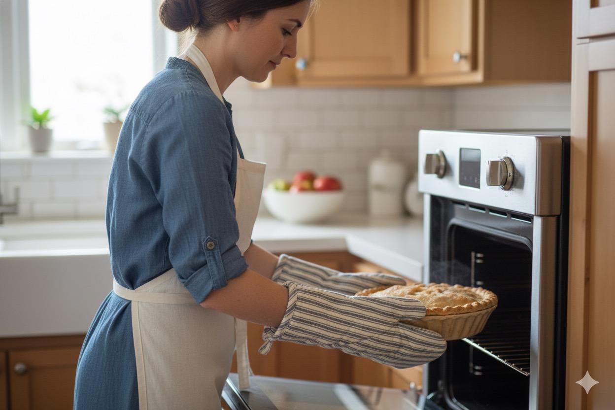 Classic Striped Cotton Oven Gloves – Heat Resistant Kitchen Mitts (Set of 2)