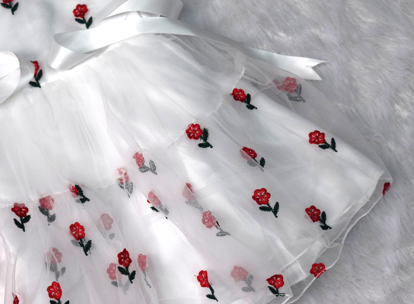 🌸 White Floral Embroidered Baby Frock – Party &  Birthday Wear