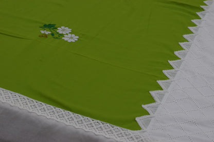 Elegant Green &White Floral Lace King Size Bedspread