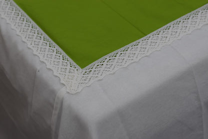 Elegant Green &White Floral Lace King Size Bedspread