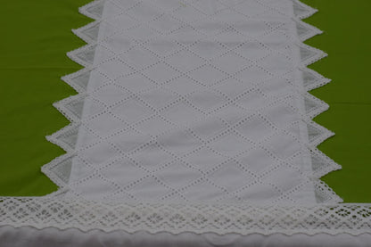 Elegant Green &White Floral Lace King Size Bedspread