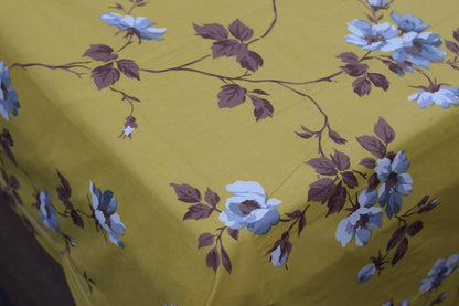 Mustard Yellow Floral Queen Size Bedsheet with Pillow Covers
