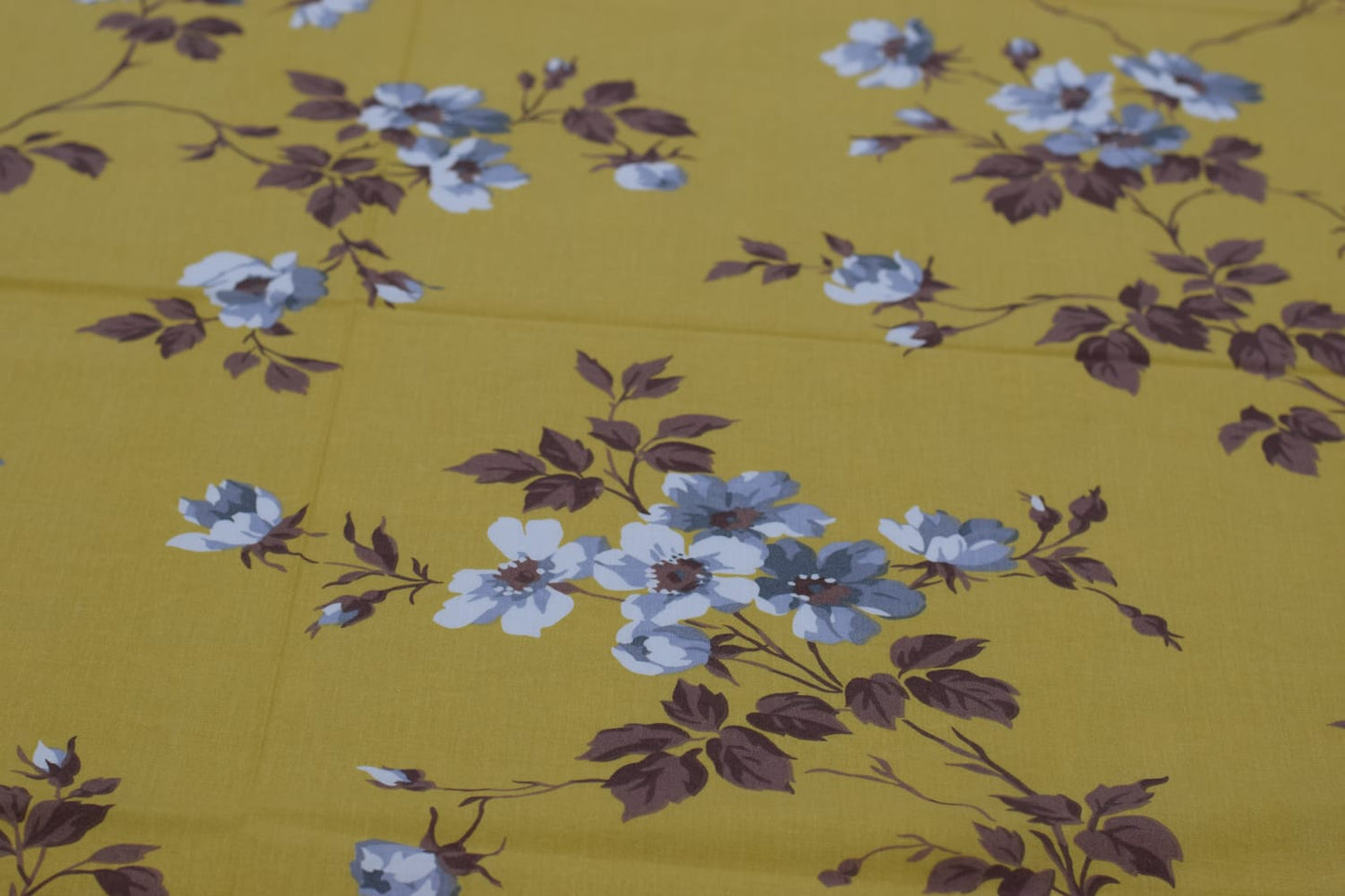 Mustard Yellow Floral Queen Size Bedsheet with Pillow Covers