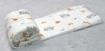 Soft Muslin Baby Swaddle Cloth (1m x 1m) – Breathable & Gentle Newborn Wrap with Cute Bear Print