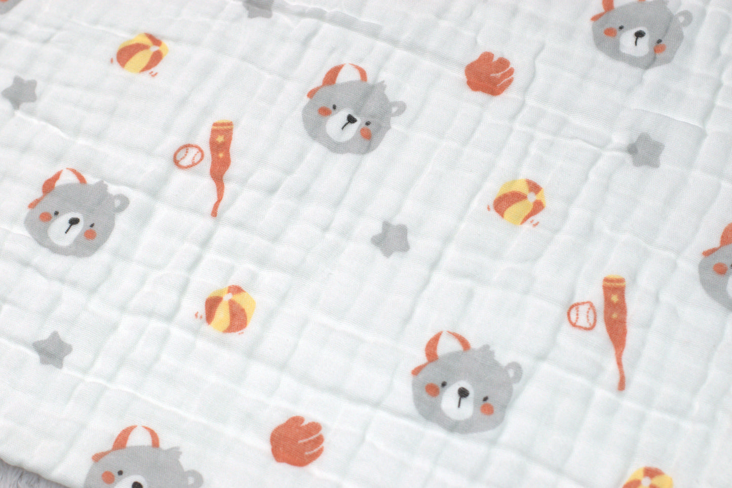 Soft Muslin Baby Swaddle Cloth (1m x 1m) – Breathable & Gentle Newborn Wrap with Cute Bear Print