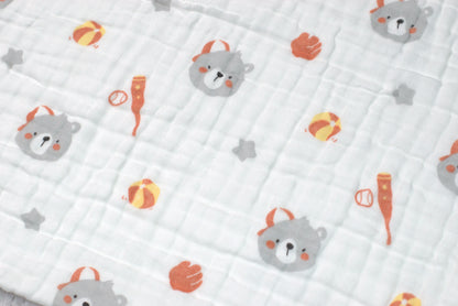 Soft Muslin Baby Swaddle Cloth (1m x 1m) – Breathable & Gentle Newborn Wrap with Cute Bear Print