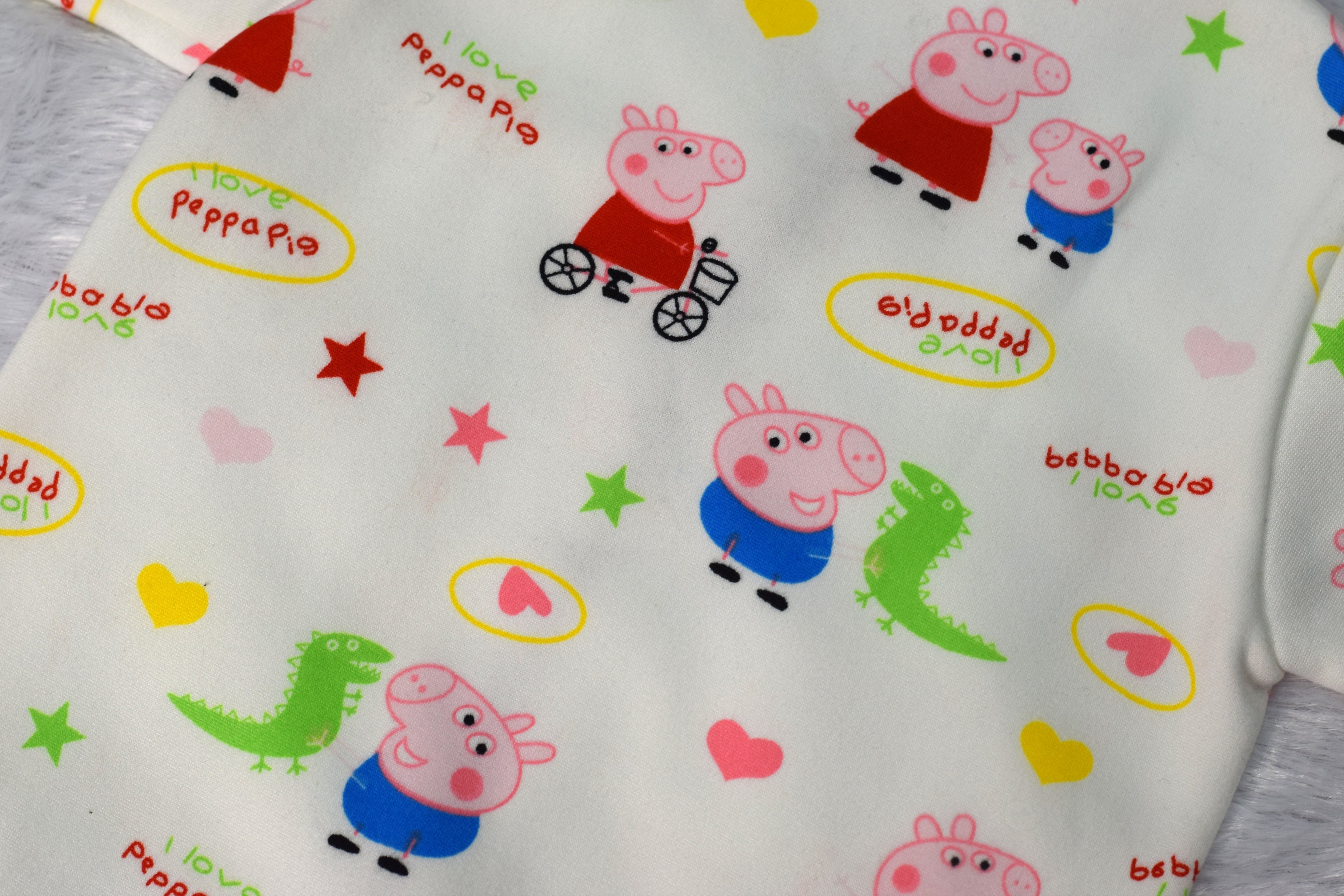 Peppa Pig Print Baby Jhabla – Soft Cotton Front-Open Shirt (3–6 Months)