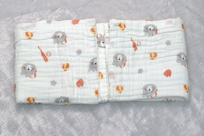 Soft Muslin Baby Swaddle Cloth (1m x 1m) – Breathable & Gentle Newborn Wrap with Cute Bear Print