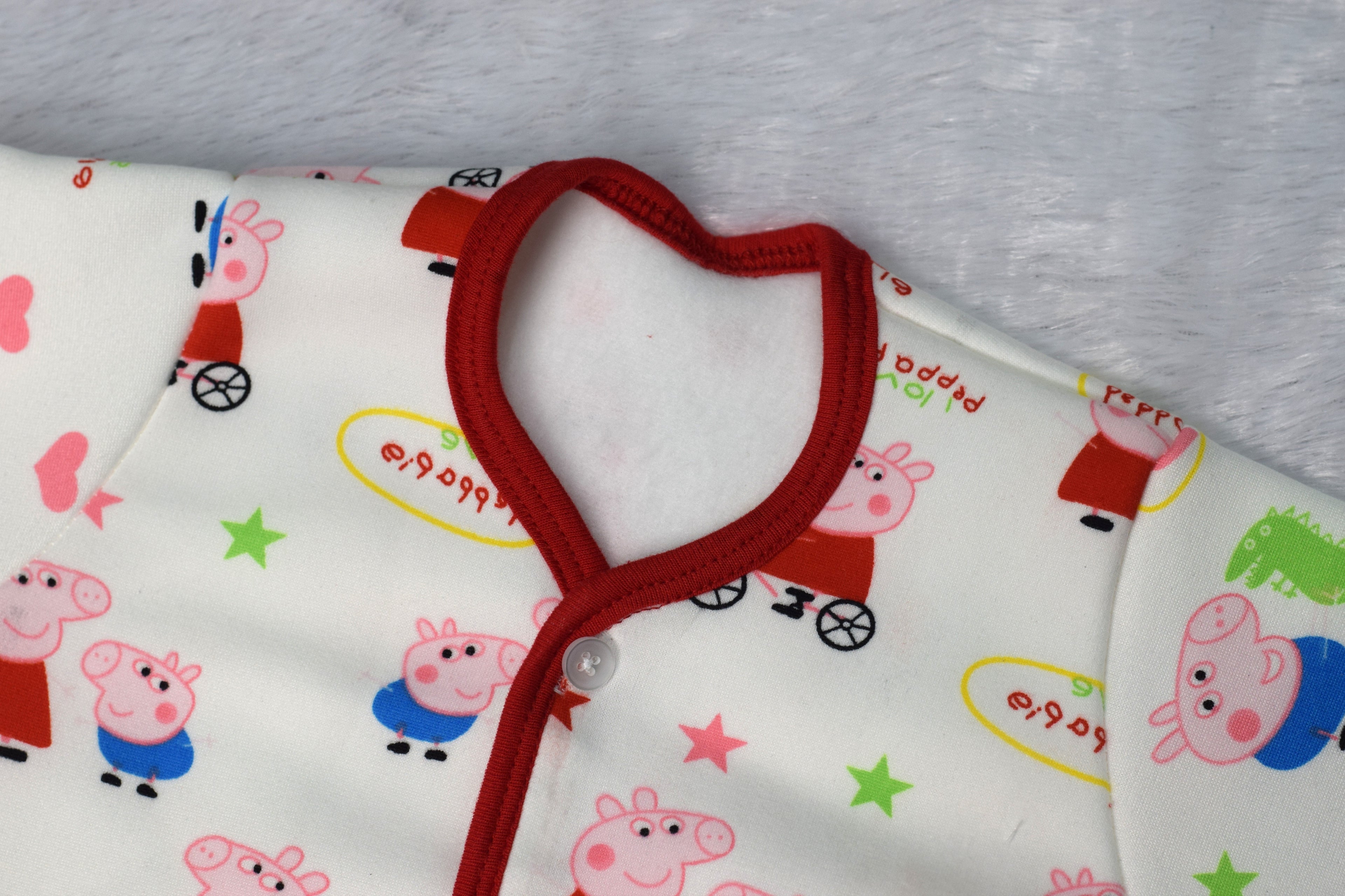 Peppa Pig Print Baby Jhabla – Soft Cotton Front-Open Shirt (3–6 Months)