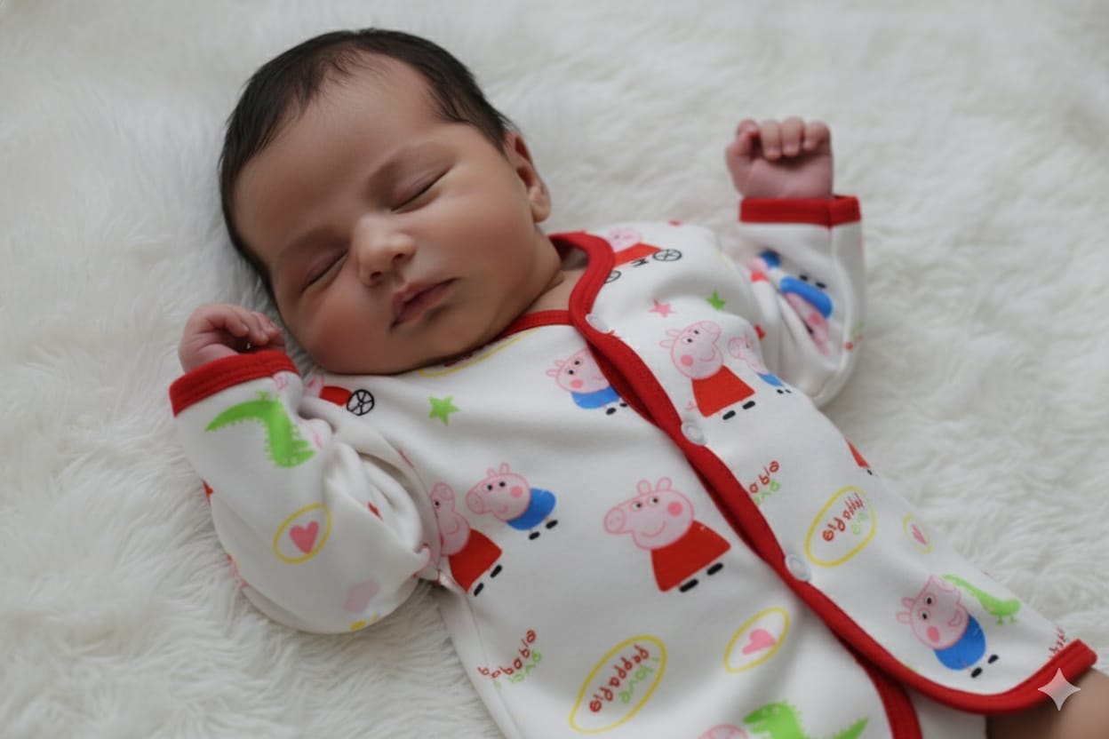 Peppa Pig Print Baby Jhabla – Soft Cotton Front-Open Shirt (3–6 Months)