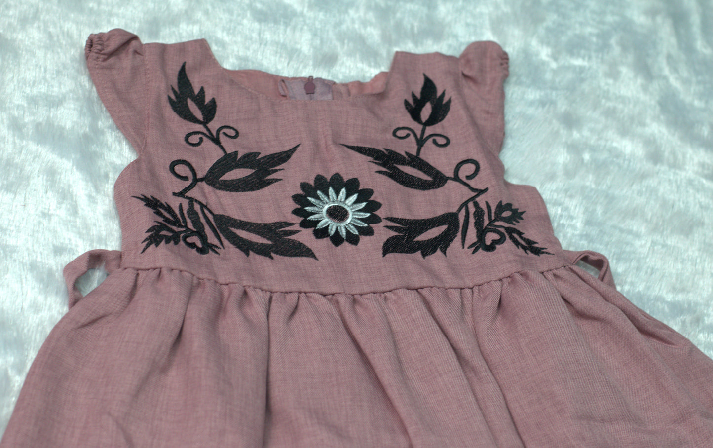 Floral Embroidered Cotton Frock for Girls – Sleeveless Party Wear Dress