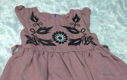 Floral Embroidered Cotton Frock for Girls – Sleeveless Party Wear Dress