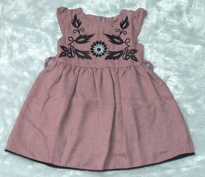 Floral Embroidered Cotton Frock for Girls – Sleeveless Party Wear Dress