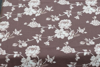 Elegant Floral Queen Size Bedspread – Soft Cotton Feel | Brown & Ivory Design