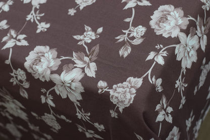 Elegant Floral Queen Size Bedspread – Soft Cotton Feel | Brown & Ivory Design