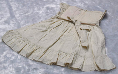 Cream Cotton Embroidered Kids Frock with Back Bow