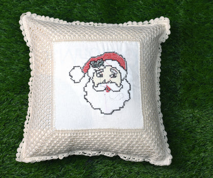 Handcrafted Santa Embroidered Cushion Covers – 16x16 Inch (Set of 2)