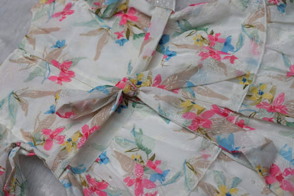 Girls Floral Ruffle Party Frock with Butterfly Sleeves