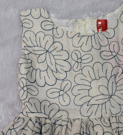 Girls Floral Printed Cotton Frock – Sleeveless Party &Casual Dress