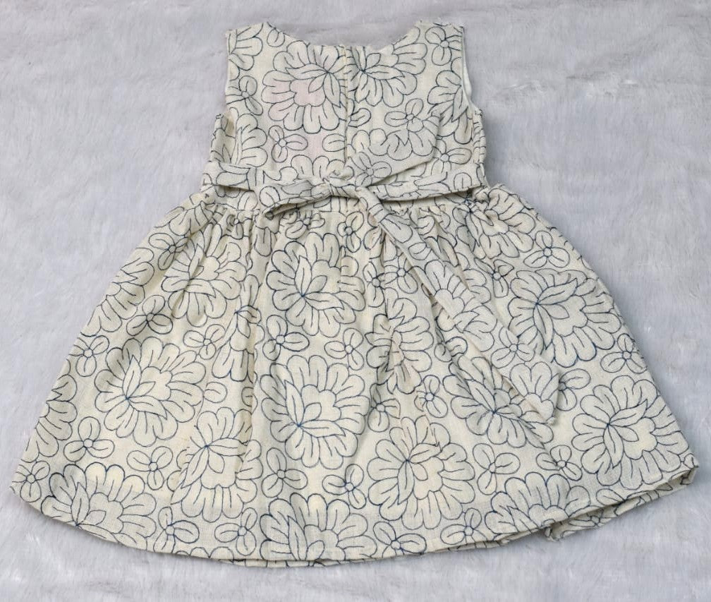 Girls Floral Printed Cotton Frock – Sleeveless Party &Casual Dress