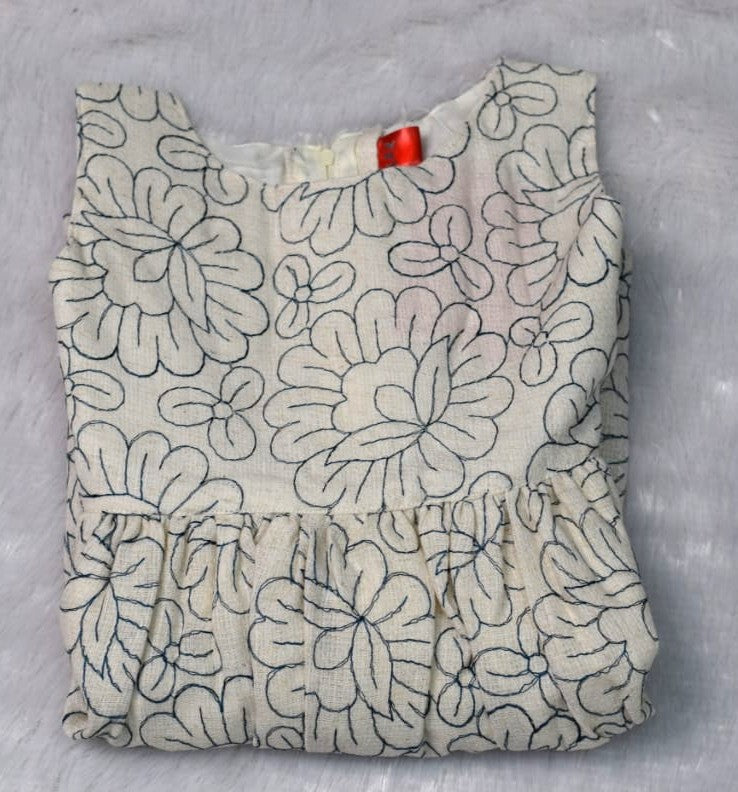 Girls Floral Printed Cotton Frock – Sleeveless Party &Casual Dress