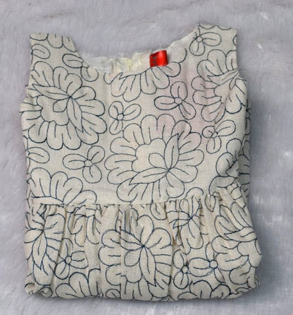 Girls Floral Printed Cotton Frock – Sleeveless Party &Casual Dress