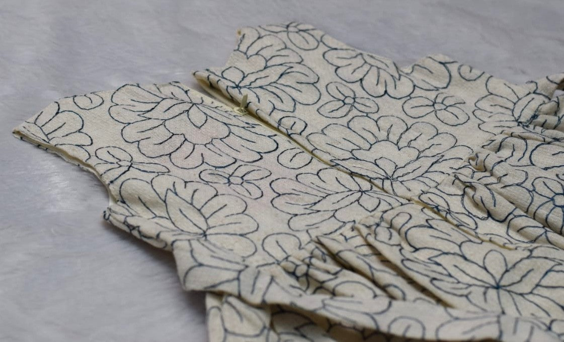 Girls Floral Printed Cotton Frock – Sleeveless Party &Casual Dress