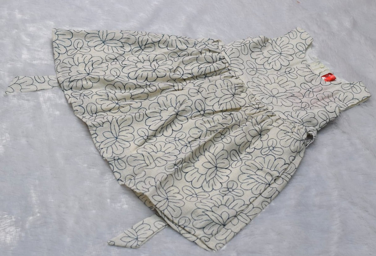 Girls Floral Printed Cotton Frock – Sleeveless Party &Casual Dress