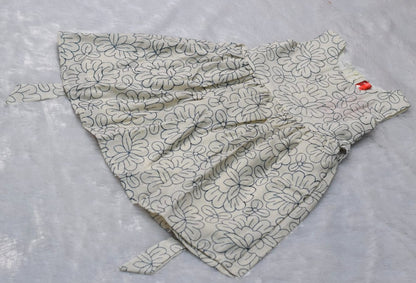 Kids White Floral Net Party Frock with Ruffle Layers