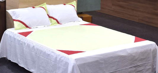 Elegant King Size Cotton Bed Sheet with Lace Border – Soft & Stylish Bedding Set