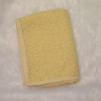 Elegant Beige Embroidered Churidar Shawl – 30 x 94 Inche