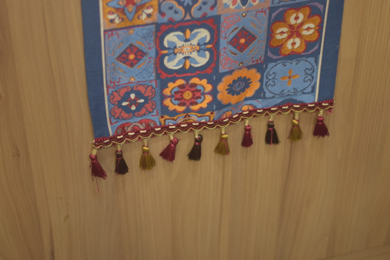 Bohemian Embroidered Table Runner – 160 cm x 35 cm | Multicolor Tassel Decor Runner