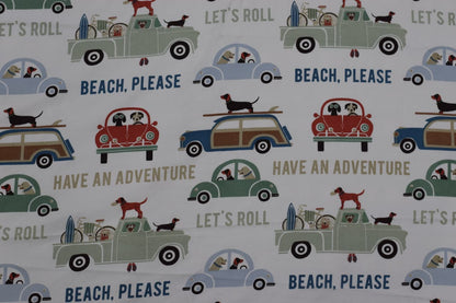 Kids Adventure Print King Size Bed Spread – Soft Cotton Feel, Blue Border Design