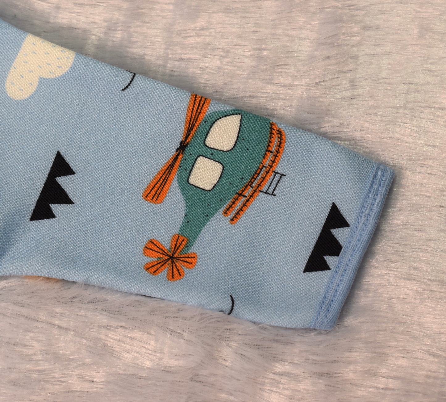 Soft Fleece Baby Jabla for Newborns (3–6 Months) – Sky Blue Helicopter Print