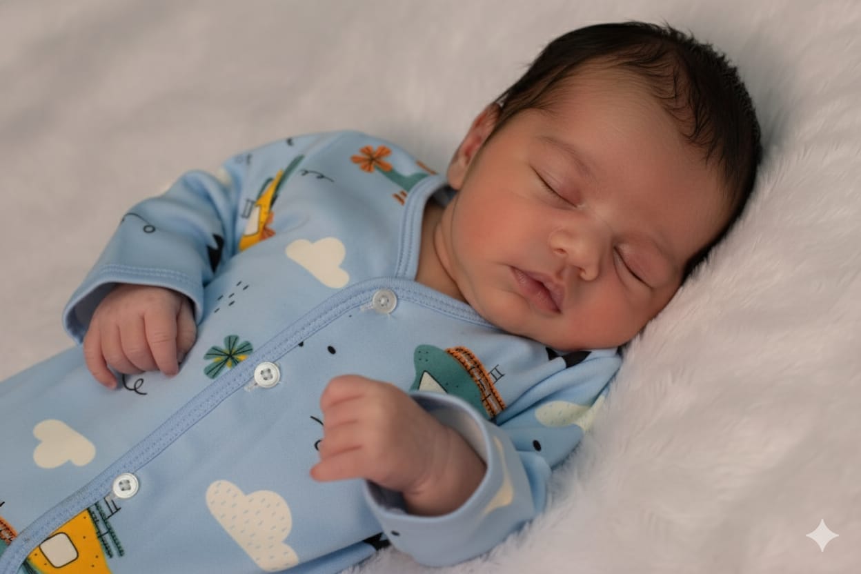 Soft Fleece Baby Jabla for Newborns (3–6 Months) – Sky Blue Helicopter Print