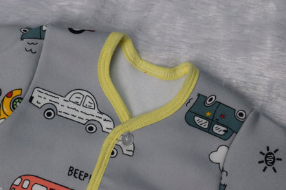 Soft Cotton Newborn Baby Jabla | Car Print Front-Open Shirt (3–6 Months)