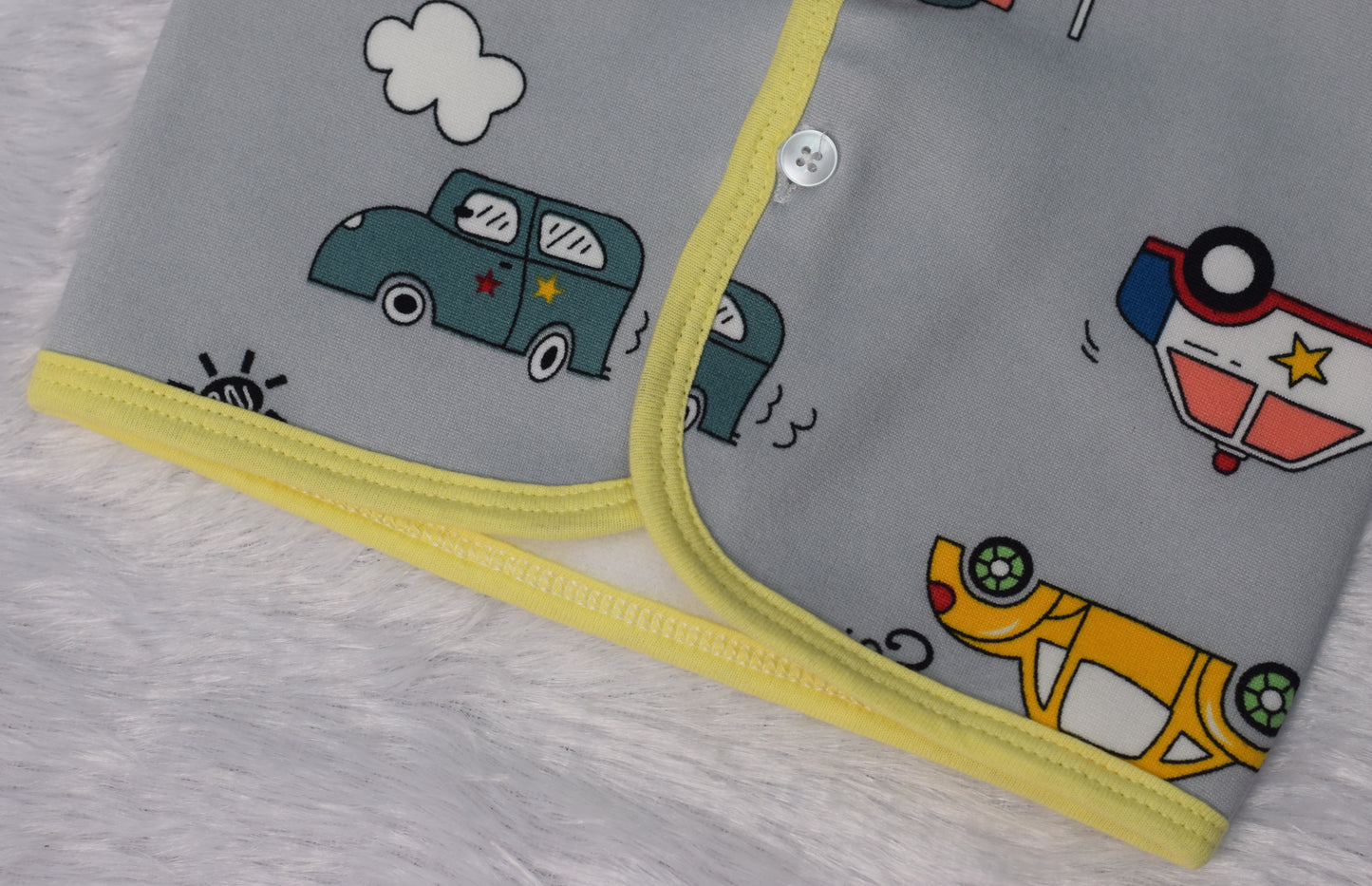 Soft Cotton Newborn Baby Jabla | Car Print Front-Open Shirt (3–6 Months)