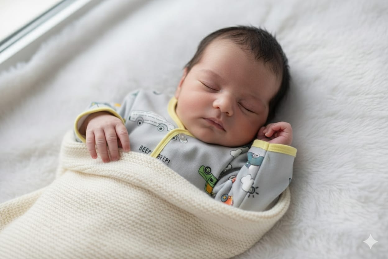 Soft Cotton Newborn Baby Jabla | Car Print Front-Open Shirt (3–6 Months)