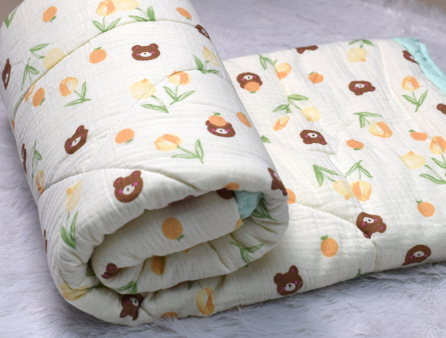 Soft Cotton Baby Swaddle Blanket with Plush Backing – 1 m x 95 cm