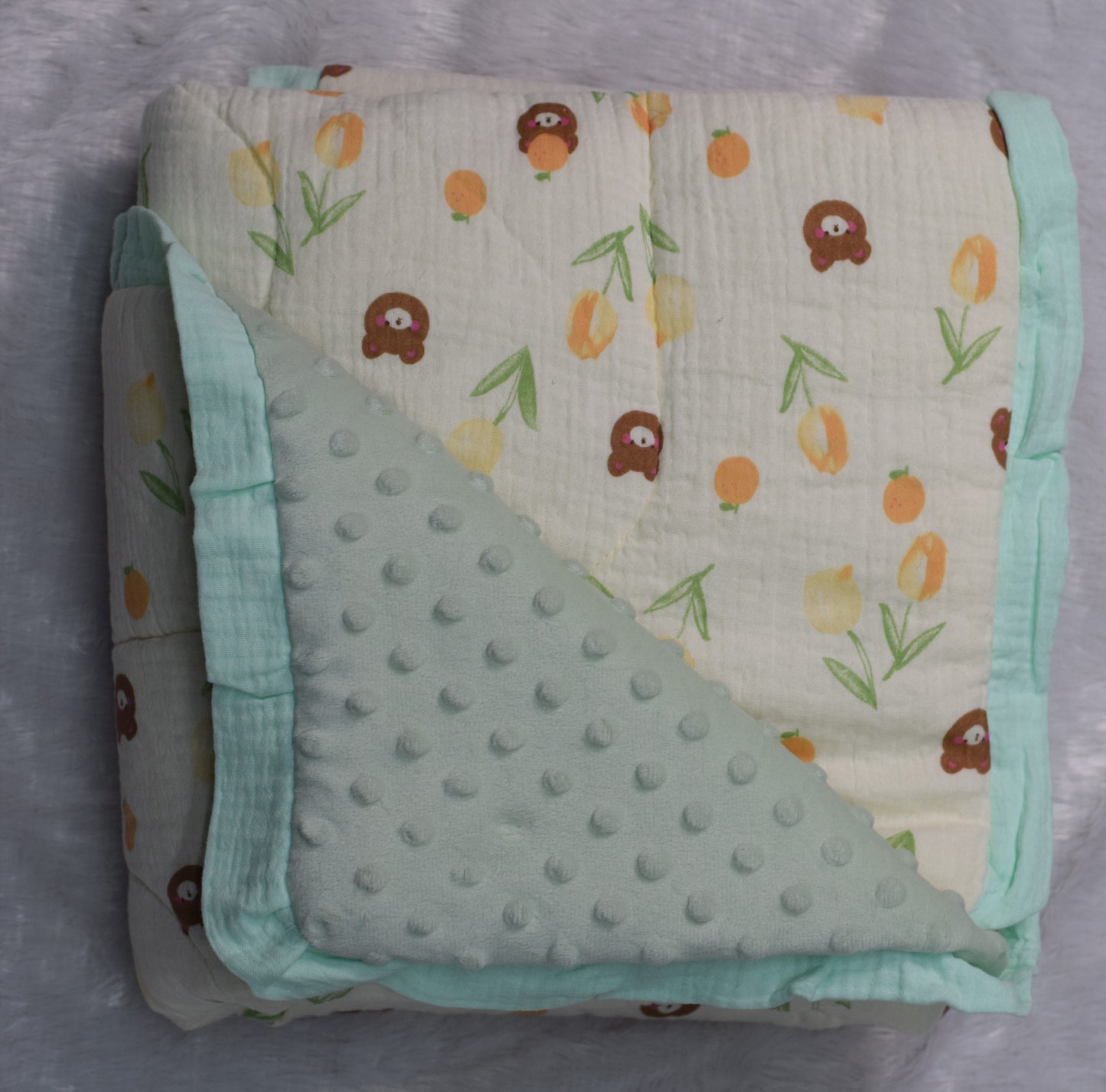 Soft Cotton Baby Swaddle Blanket with Plush Backing – 1 m x 95 cm