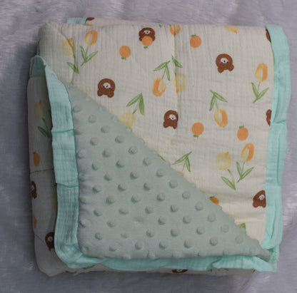 Soft Cotton Baby Swaddle Blanket with Plush Backing – 1 m x 95 cm