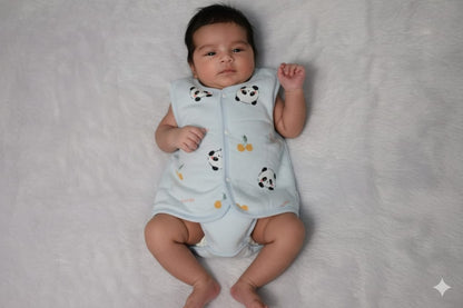 Newborn Cotton Sleeveless Jabla – Cute Panda Print (0-6 Months)