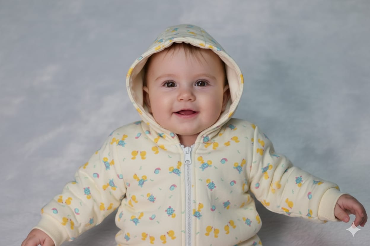 Soft Cotton Baby Hooded Jacket | Cute Animal Print | 3–6 Months