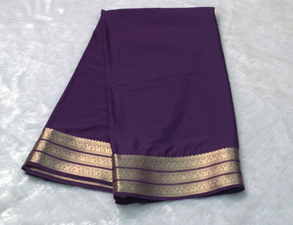 Elegant Purple Viscose Georgette Saree with Gold Border & Blouse Piece