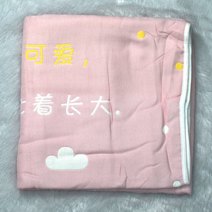 Soft Cotton Baby Swaddle Cloth – Pink Sun Print (1 m × 1.10 m)