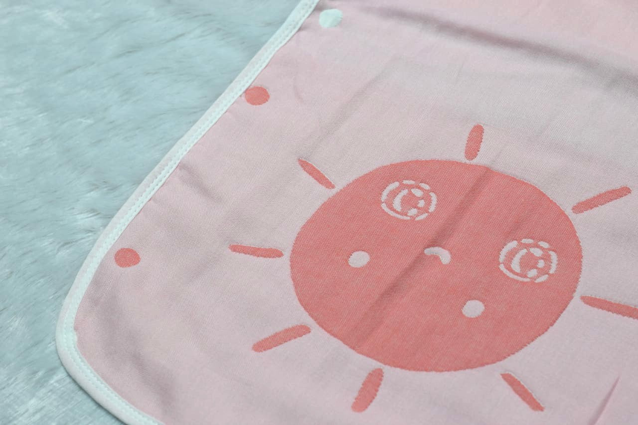 Soft Cotton Baby Swaddle Cloth – Pink Sun Print (1 m × 1.10 m)