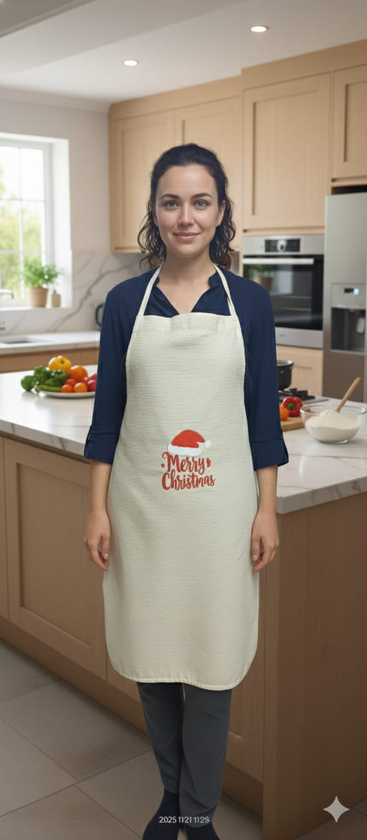 Merry Christmas Printed Kitchen Apron – Festive Cooking & Baking Wear